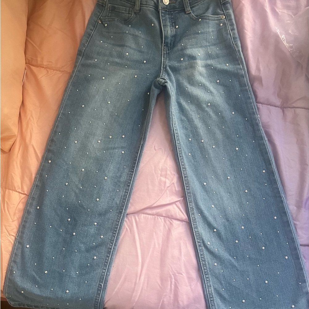 Big kids Light Blue Jeans with Pearl Accents